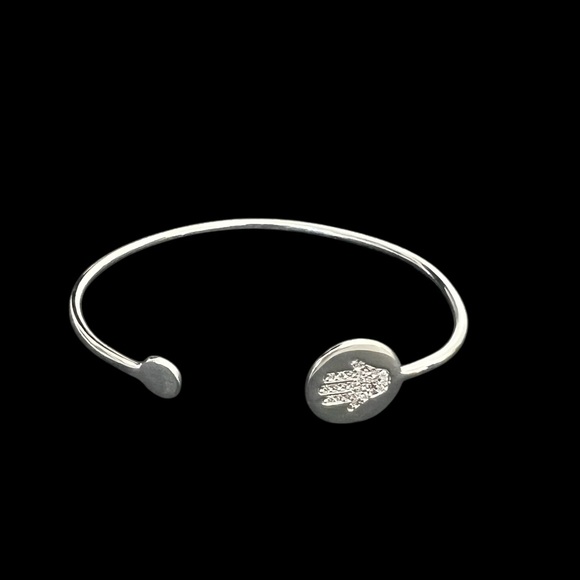 Stainless steel cuff bracelet with a hamsa 🪬 hand - Picture 3 of 6